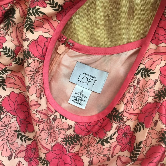 Like NEW! Ann Taylor LOFT Pink Floral Print Dress - Picture 3 of 4